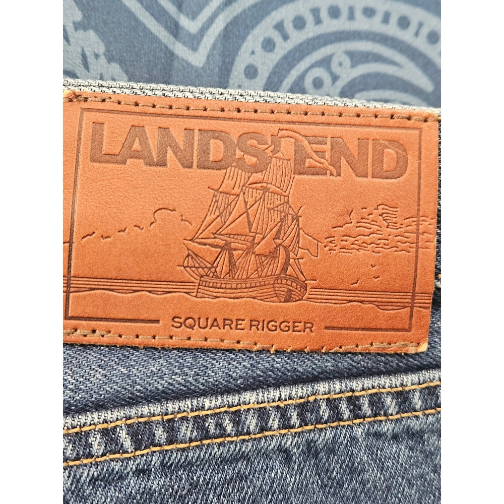Lands End Square Rigger Mens Relaxed Fit Jeans Dark Medium Wash 42x32 NWT - Picture 3 of 3